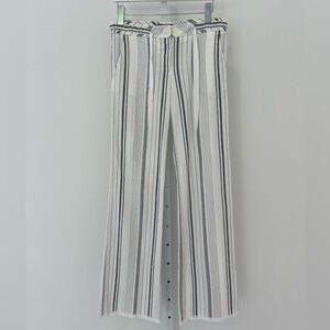 BCBG NAVY WHITE STRIPE LINEN COTTON PANTS SIZE US 2 NWOTS!